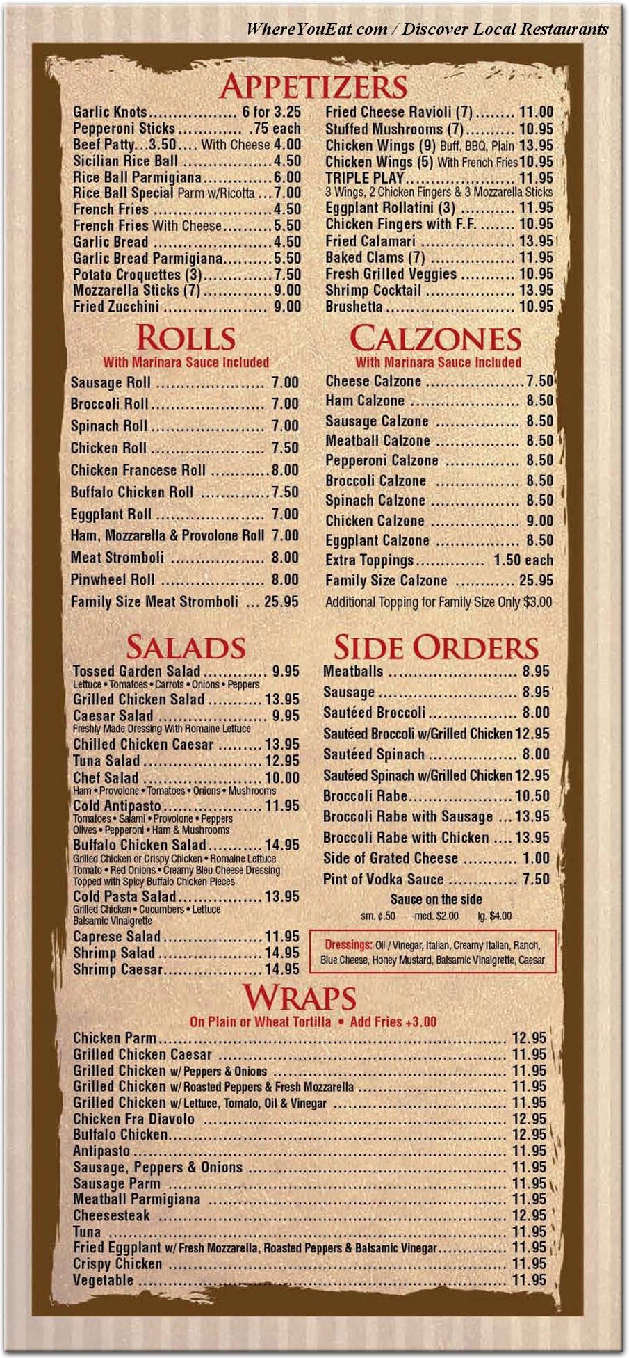 La Piazza Menu