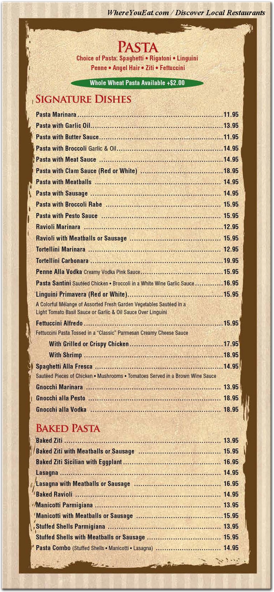 La Piazza Menu