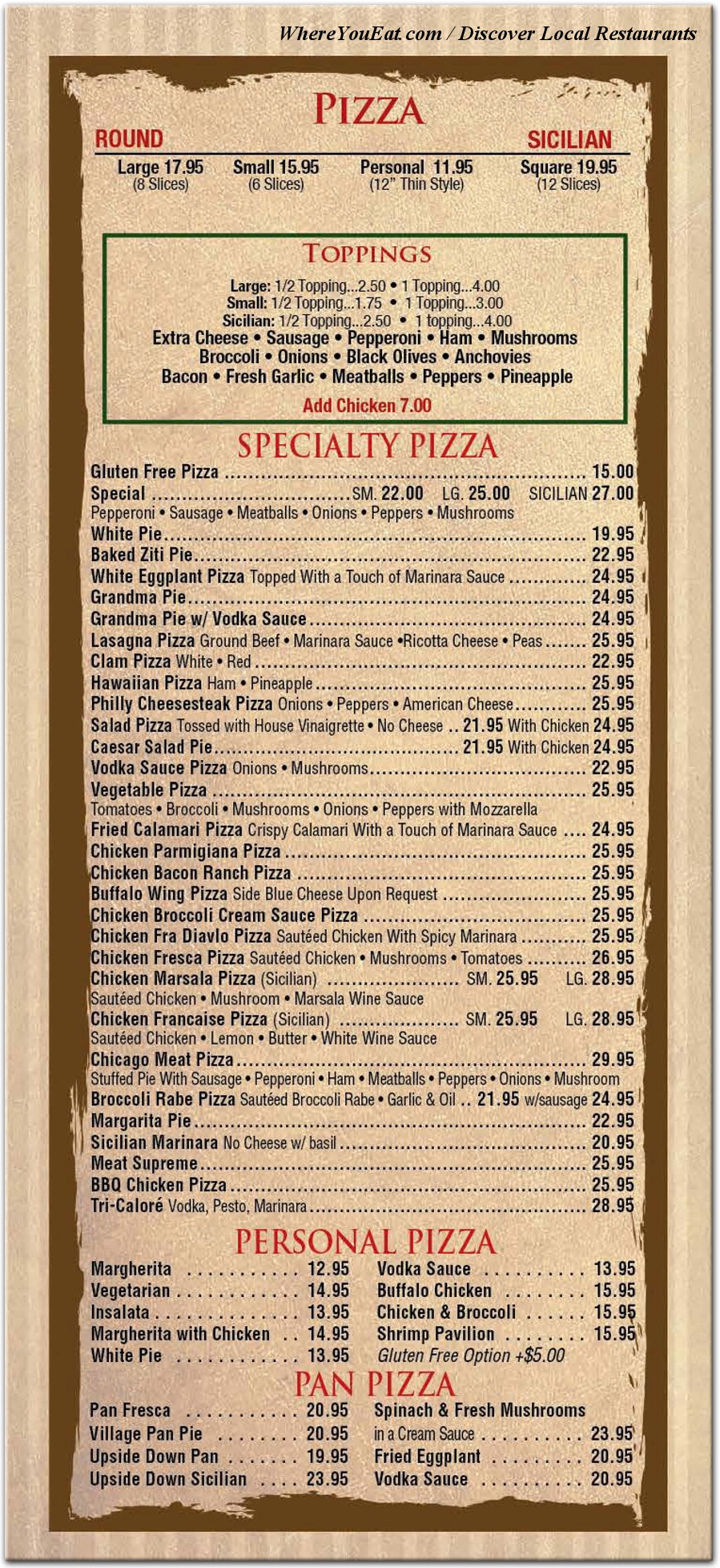 La Piazza Menu